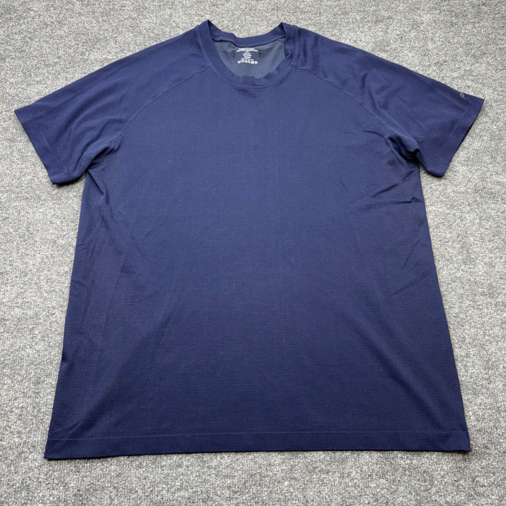 Fabletics Mens XXL Navy Blue Training Shirt Short Sleeve Activewear Gym‎ Top